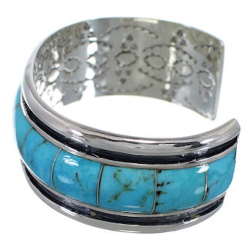 Turquoise Inlay Sterling Silver Cuff Bracelet EX41616